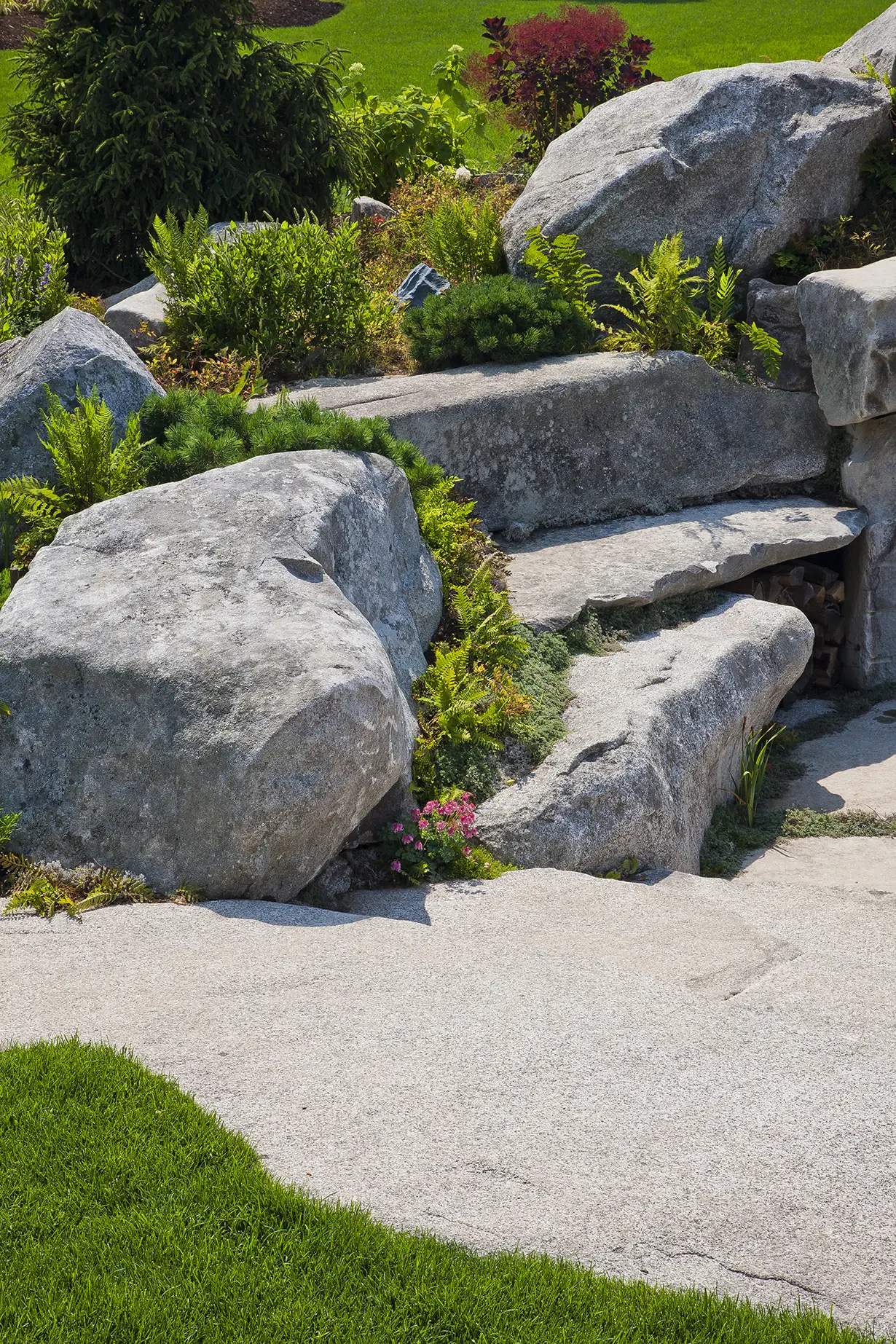 Stone patio and landscaping