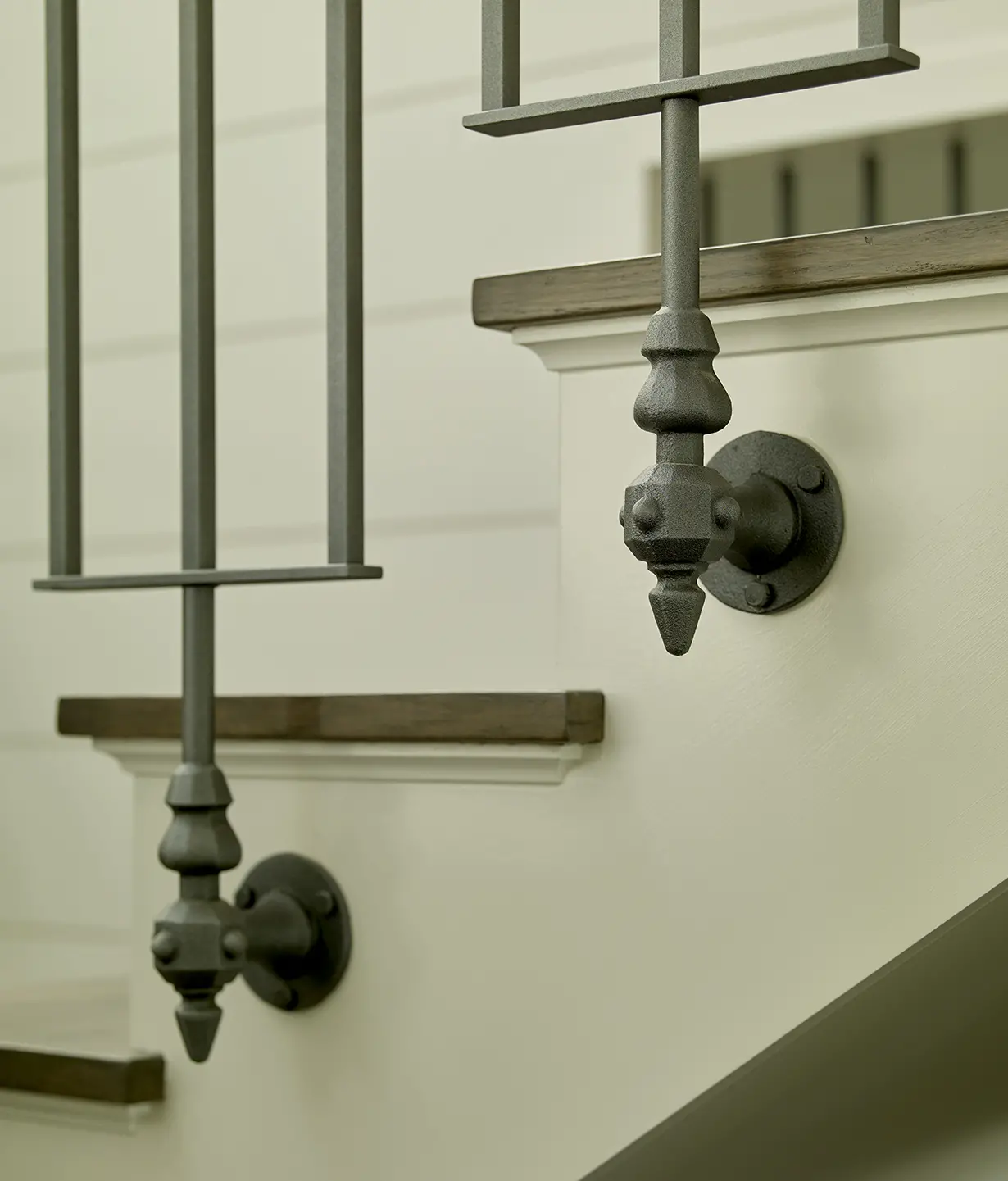 Detail of custom iron balusters