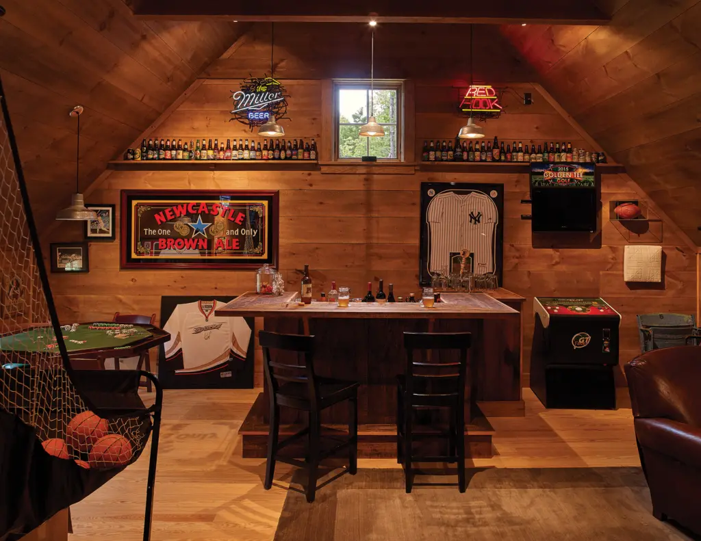 Rustic bar and game room at Chestnut Way