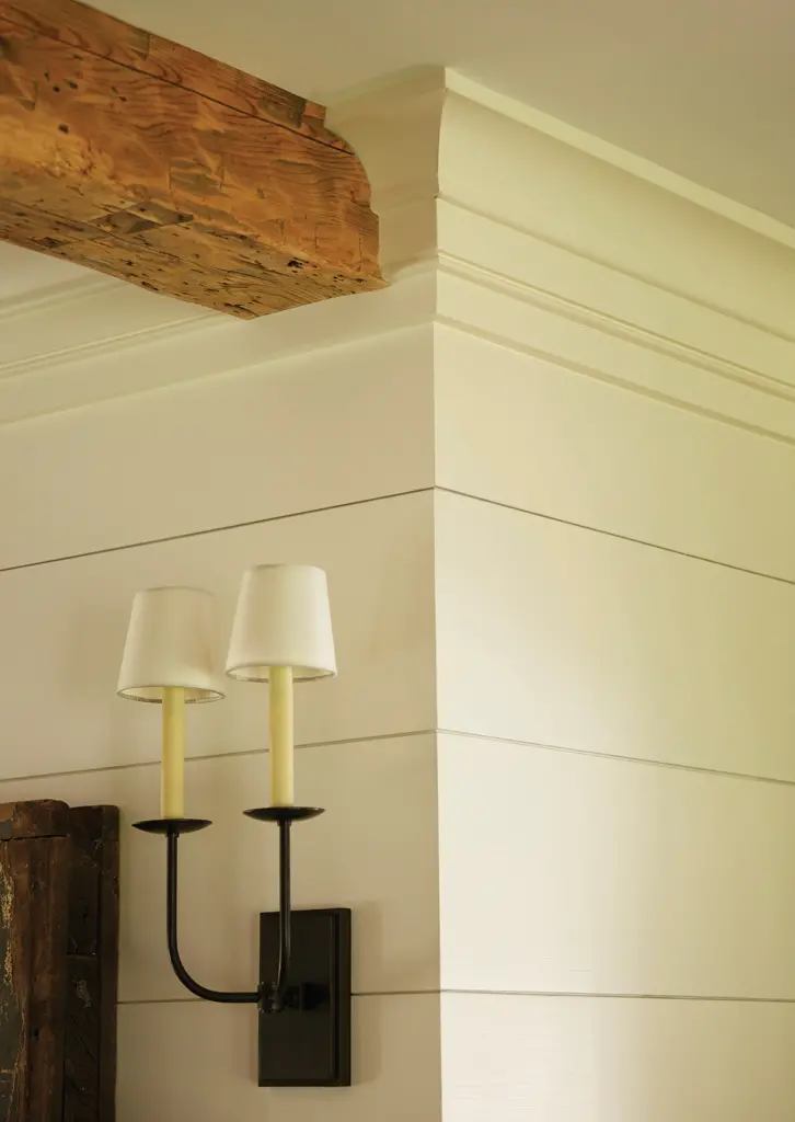 Wooden wall detailing with wooden beam at Chestnut Way