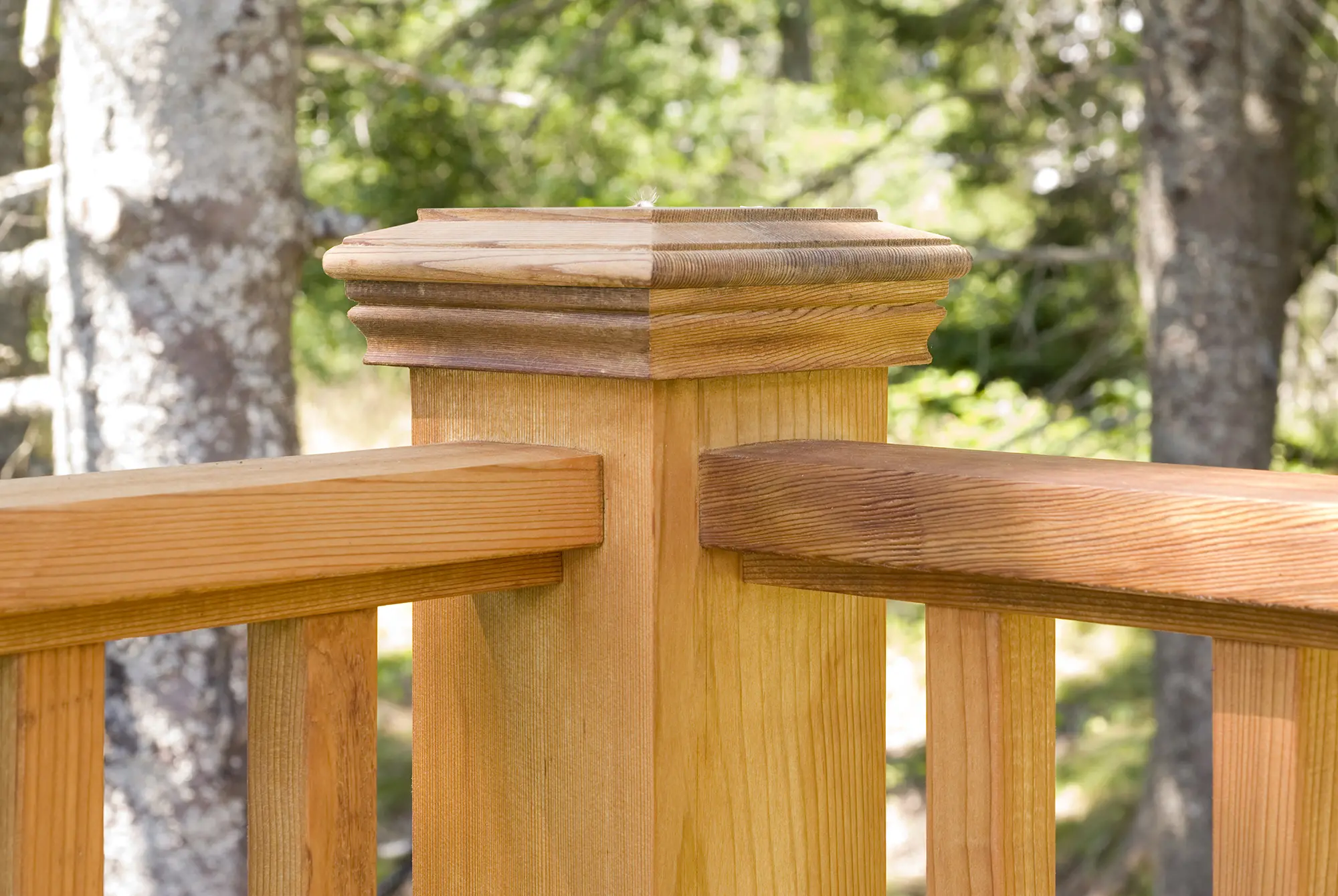 Wooden banister at Bayberry