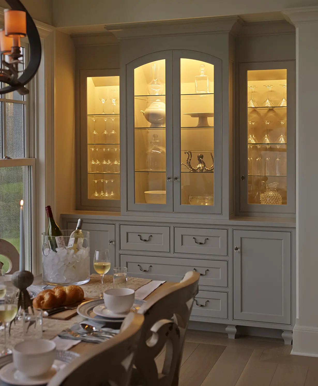 Built in custom china cabinet in dinning room