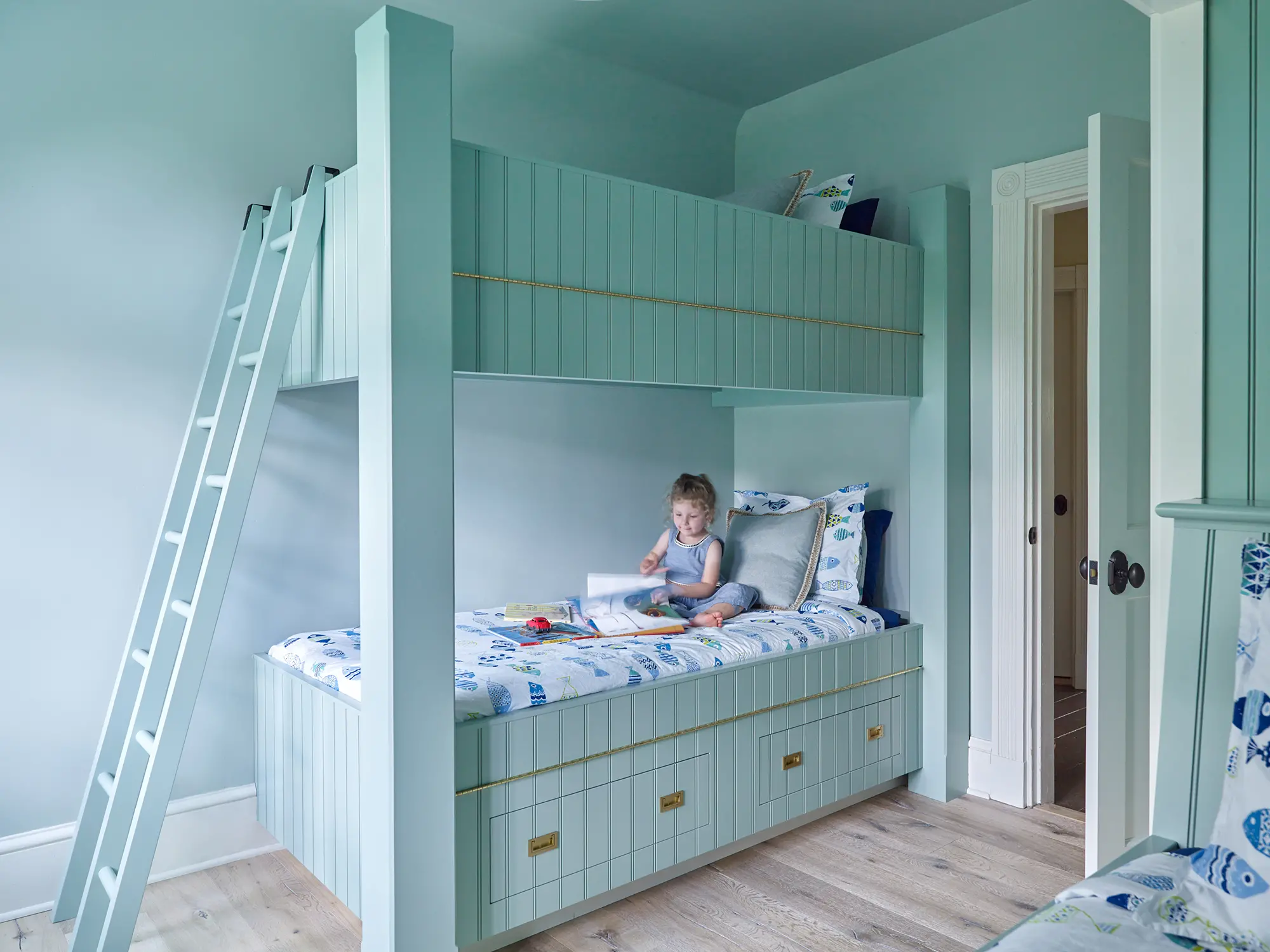 Bunk beds in the guest bedroom at Casino Cottage