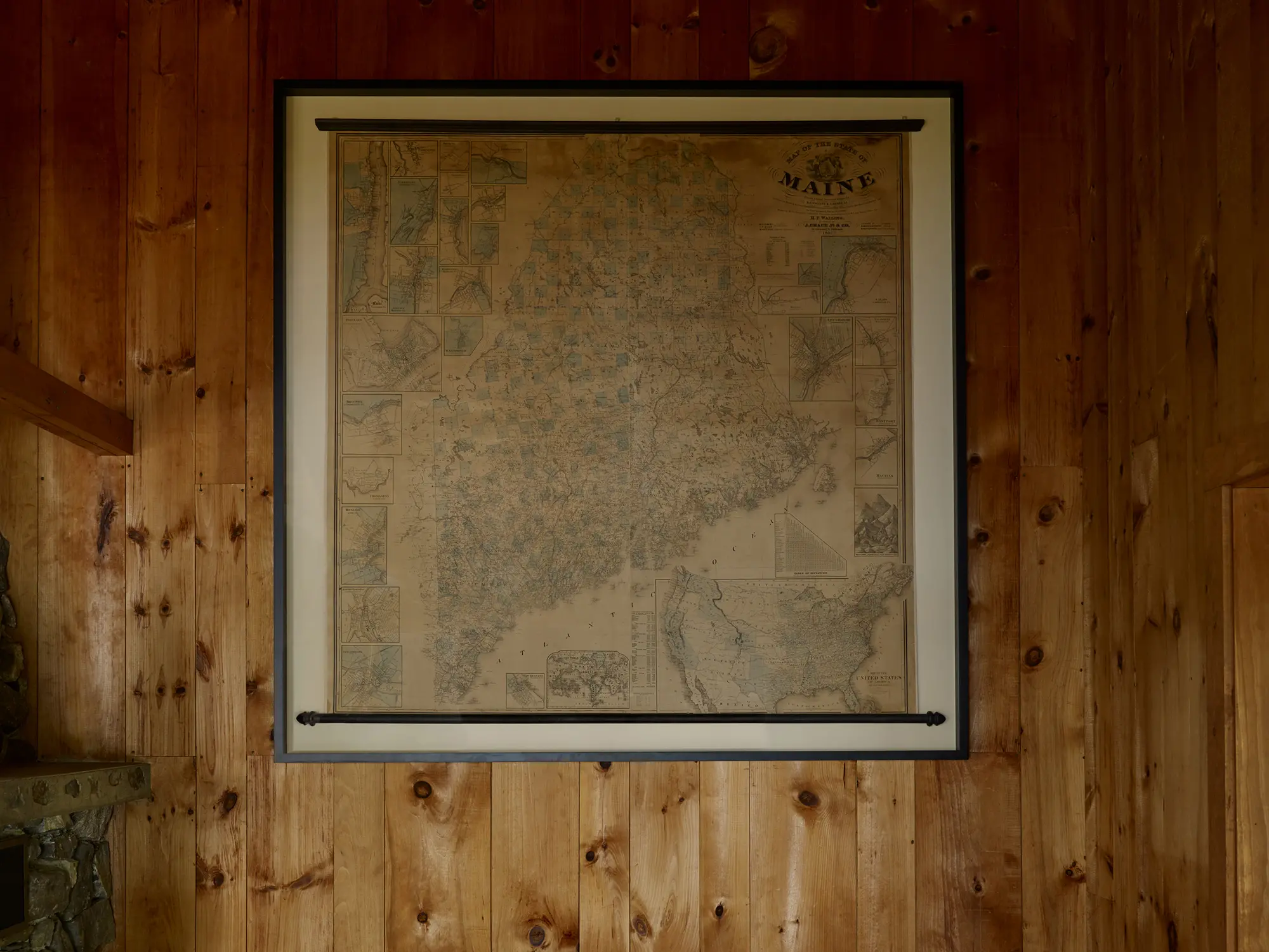 Vintage map of Maine at Little Acorn Cottage