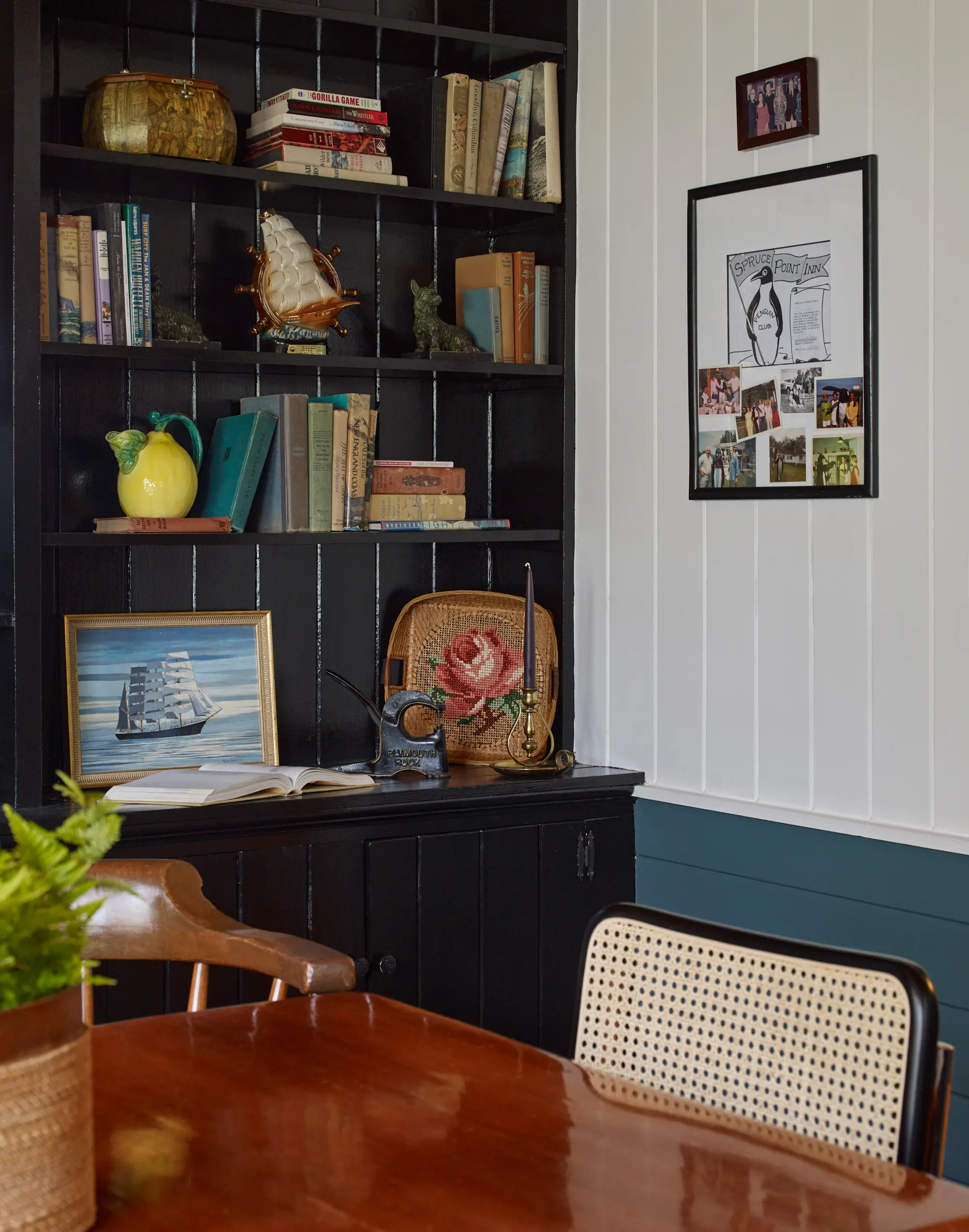 Custom bookcase and wall paneling