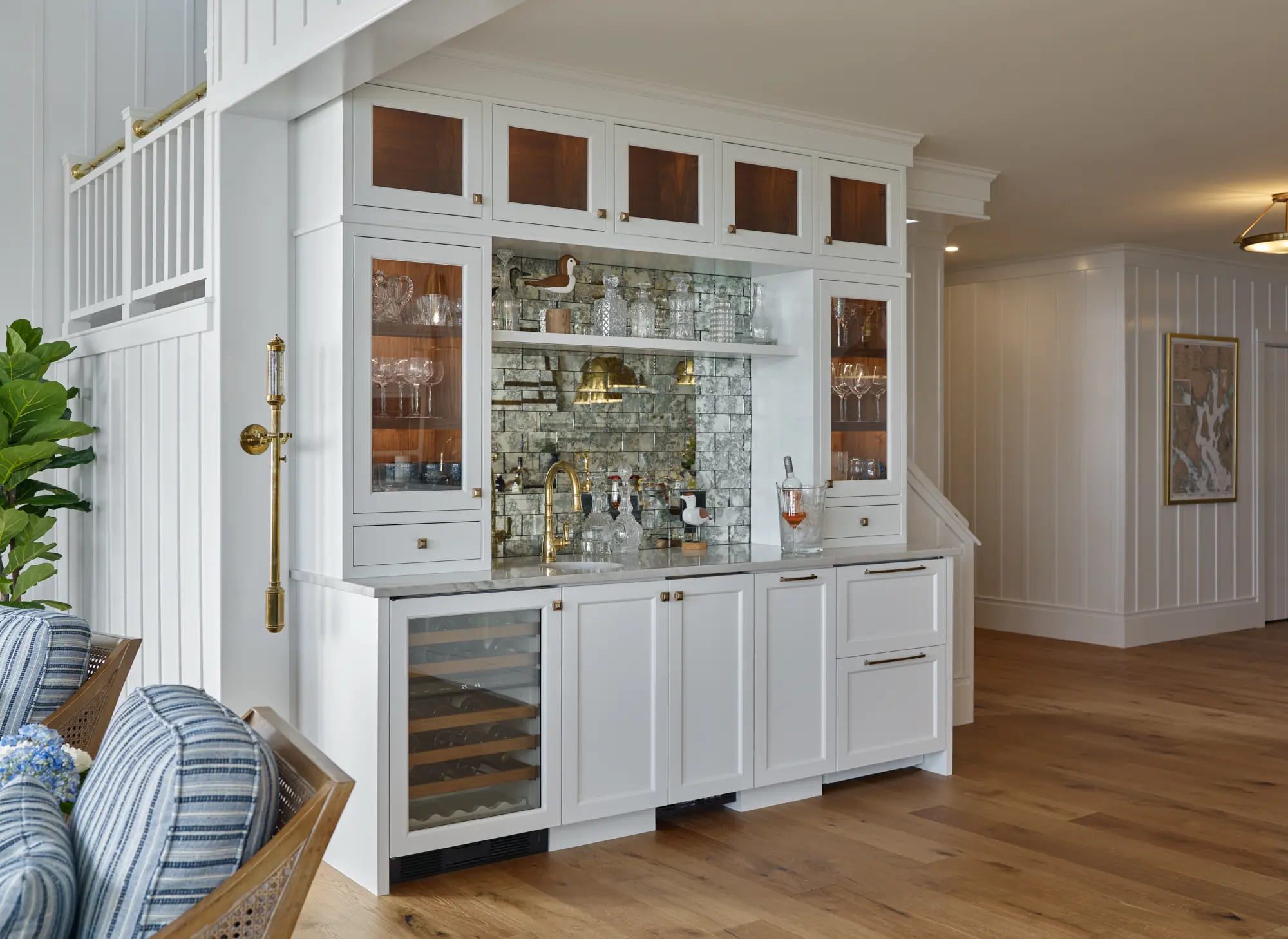 Built in bar with wine refrigerator
