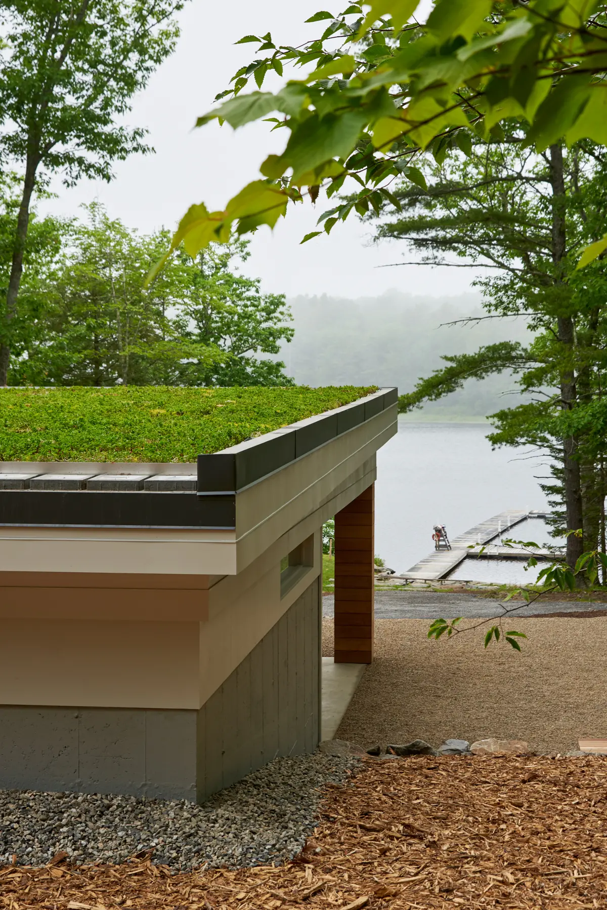 Side view of shrubbery on bathhouse of roof