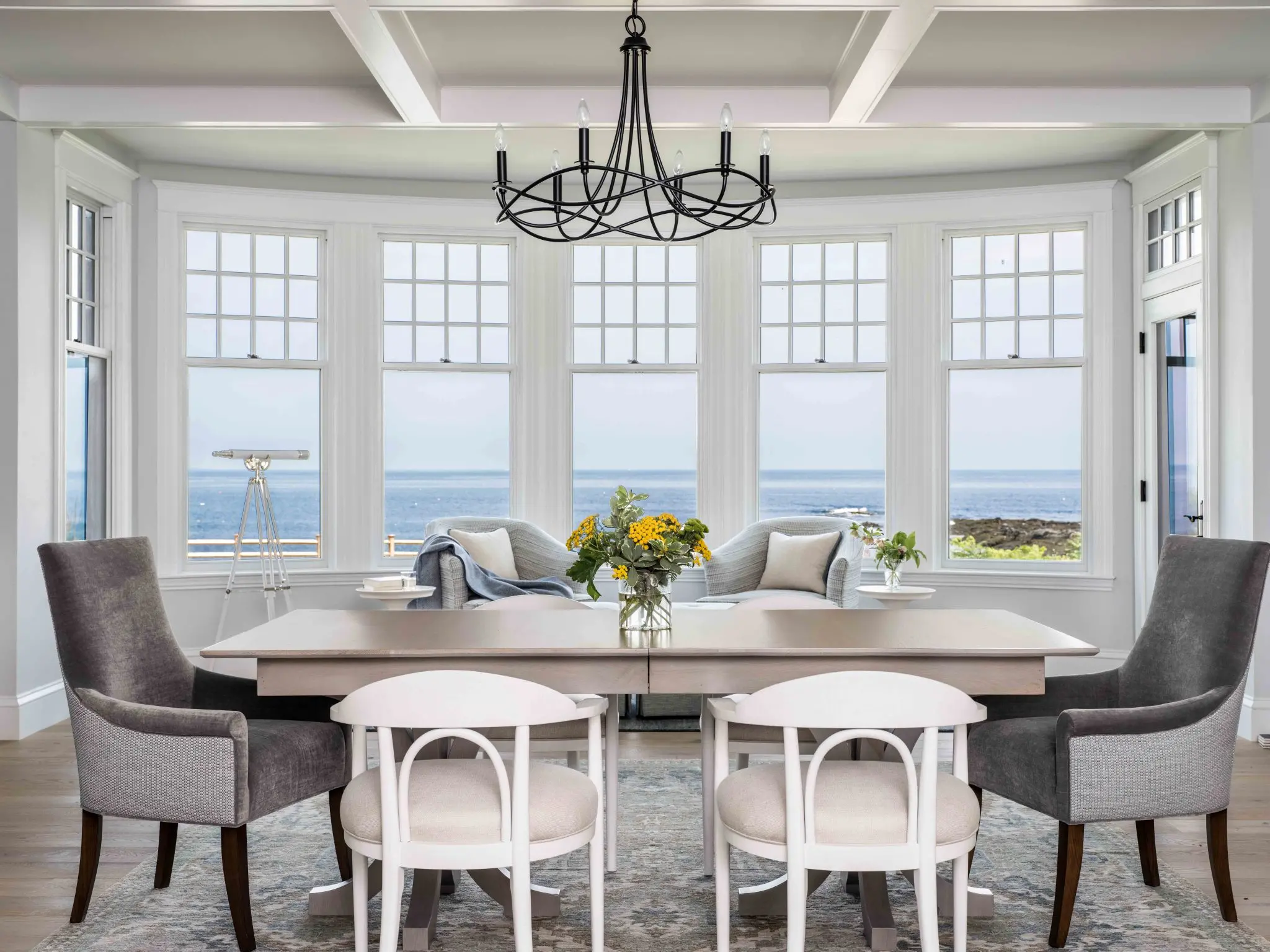 Dining room with view to the Maine ocean