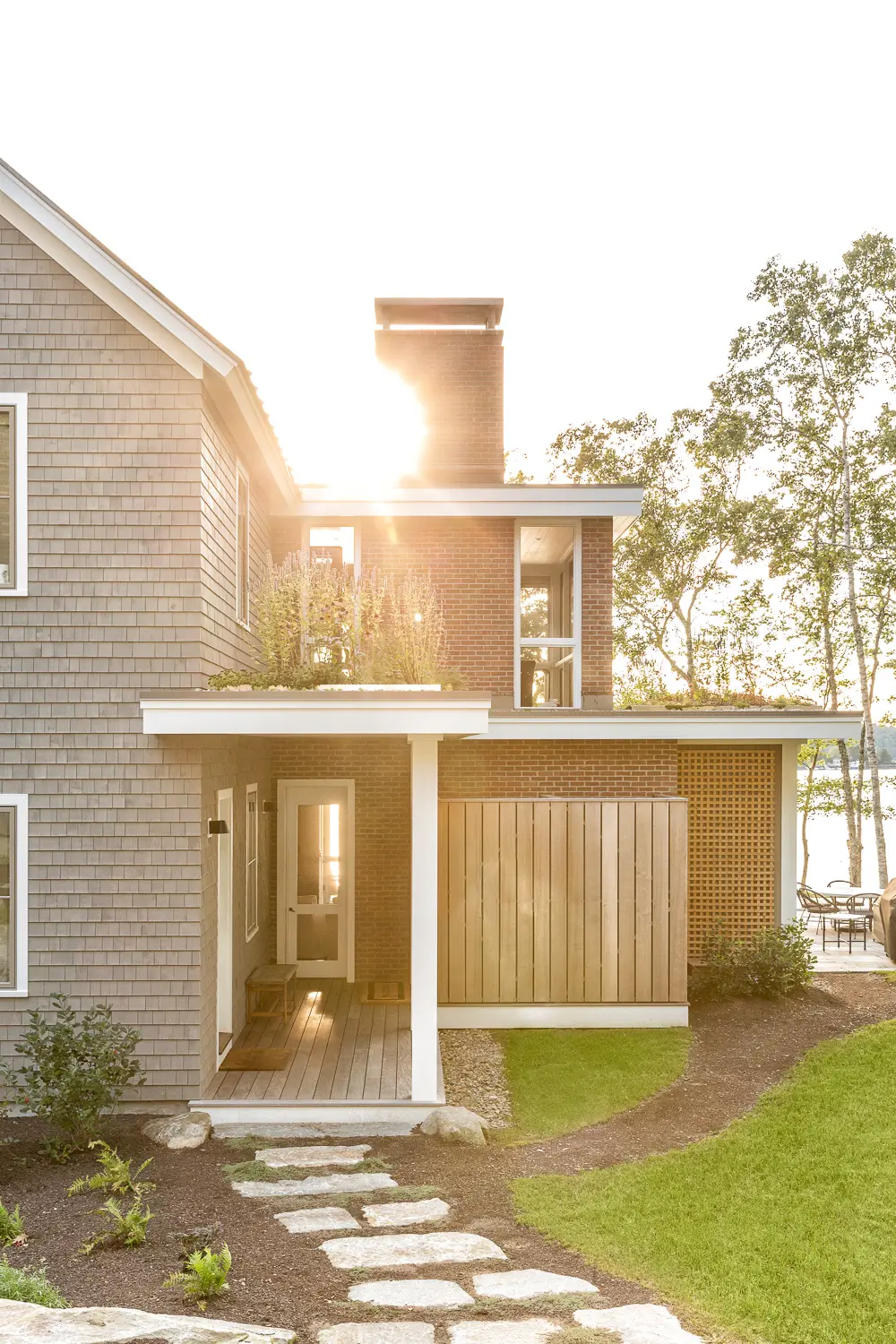 A view of the walkway to the side of the home