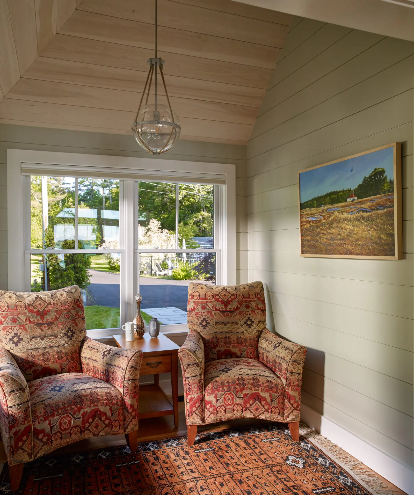 Reading nook of coastal Maine home